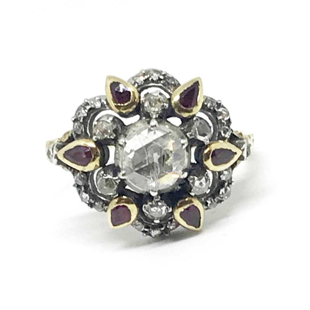 Antique Ruby and Rose Cut Diamond Ring