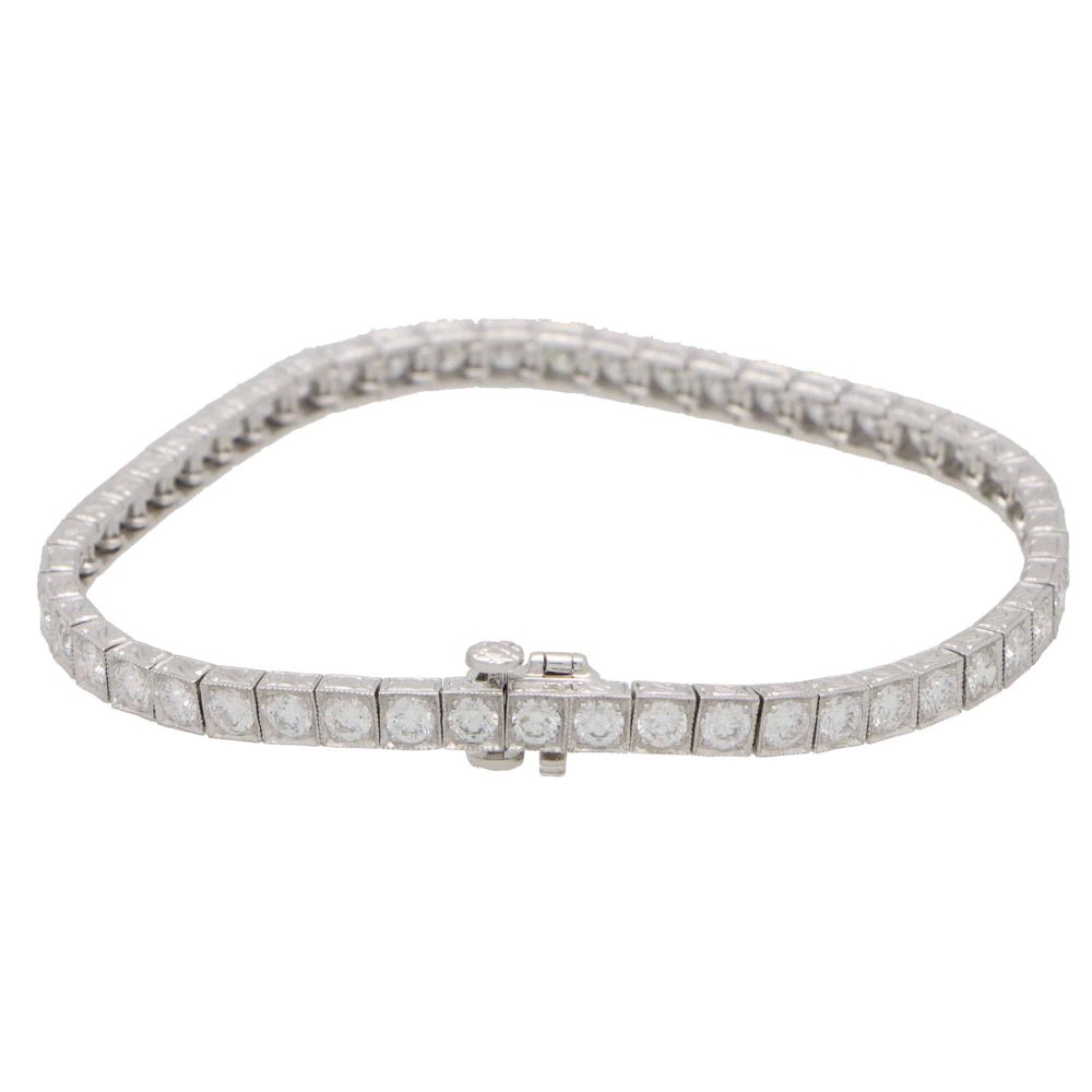 5.04 Carat Diamond and Platinum Line Tennis Bracelet