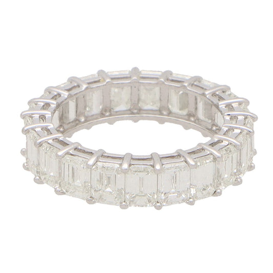 Emerald Cut Diamond Full Eternity Band Ring, 6.65 carat total