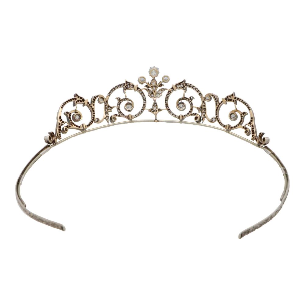 Edwardian Old Cut Diamond Foliate Scroll Tiara