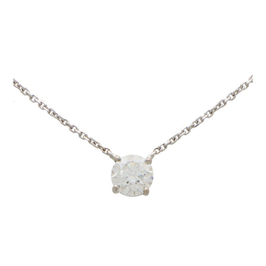 Vintage GIA Certified 1.02 Carat Diamond Solitaire Pendant Necklace In White Gold