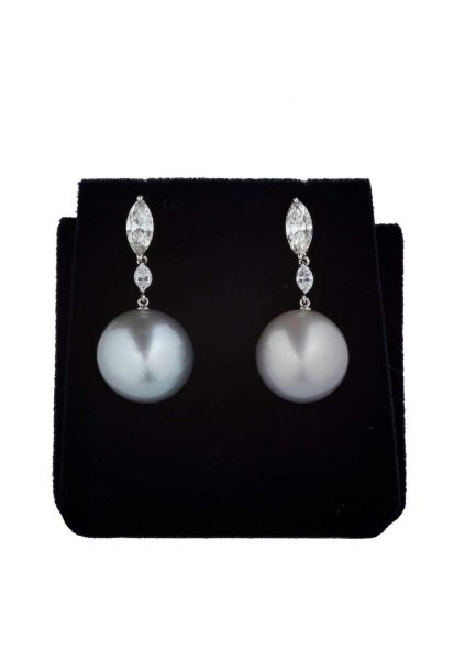 Australian Pearl and Diamond Drop Earrings in 18ct White Gold