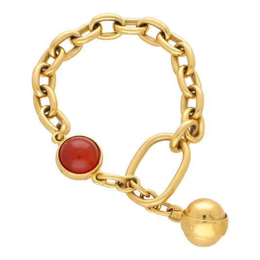 Pomellato 18K Chunky Chain and Carnelian Vintage Bracelet