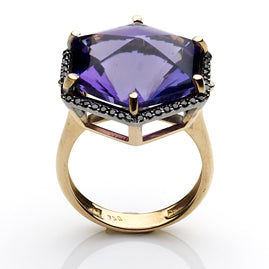 Amethyst and Black Diamond Dress Ring
