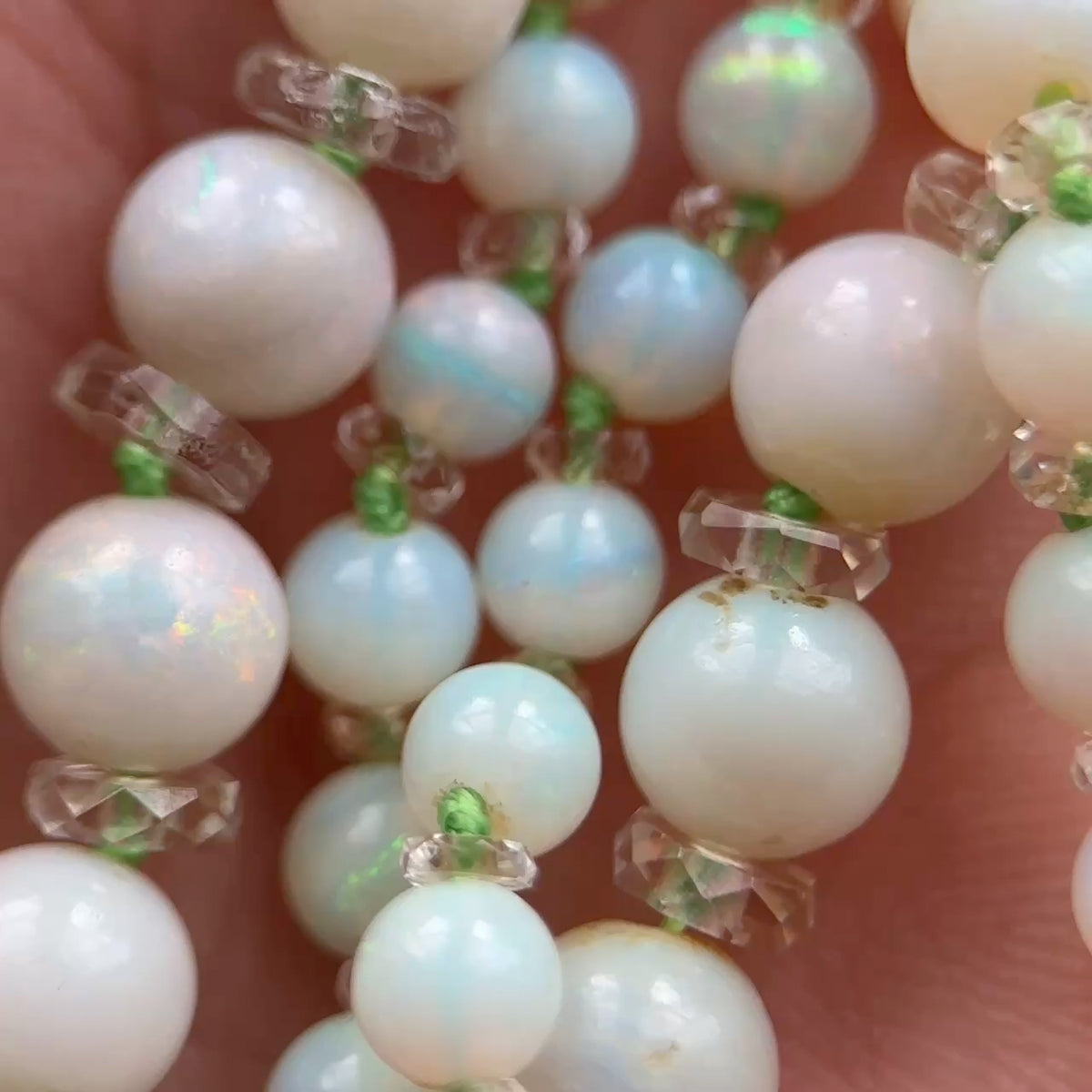 Antique 19" Graduated Opal Bead Necklace