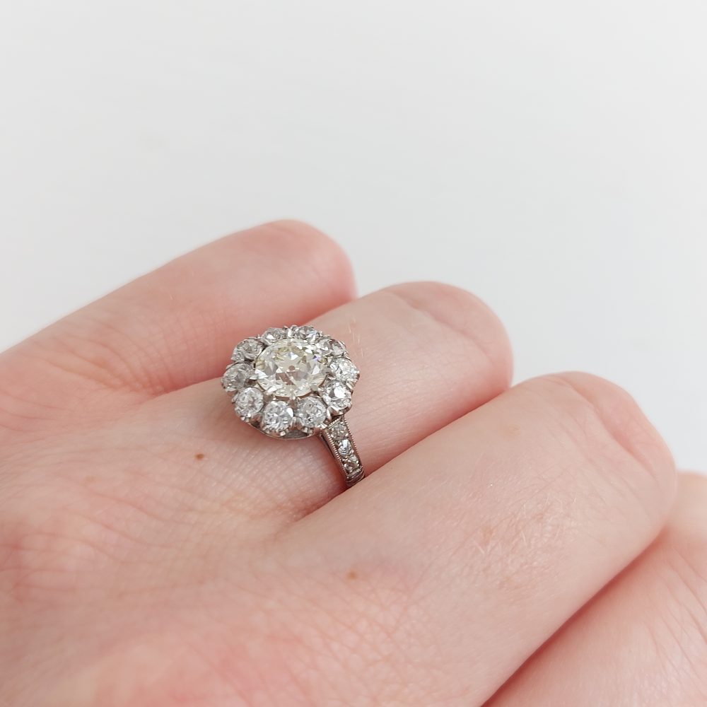 Antique 2.50ct Old European Cut Diamond Cluster Ring