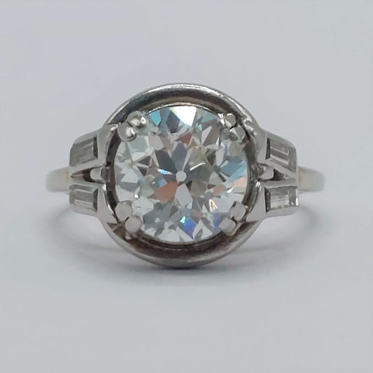 Antique Art Deco 2.40ct Old European Cut Diamond Ring