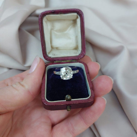 Antique Art Deco 2.40ct Cushion Cut Diamond Ring