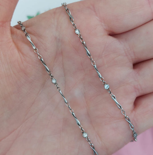 Antique Art Deco Diamond Set Platinum Chain Necklace