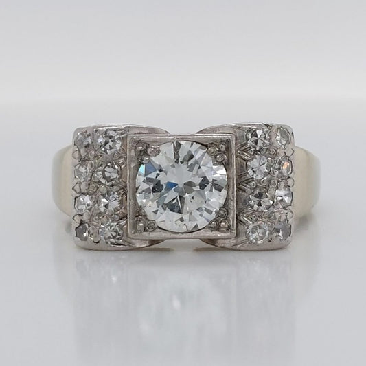 Antique Art Deco French Tablet Diamond Ring