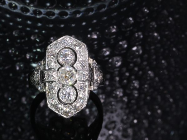 Antique Art Deco Old Brilliant Cut Diamond Platinum Ring