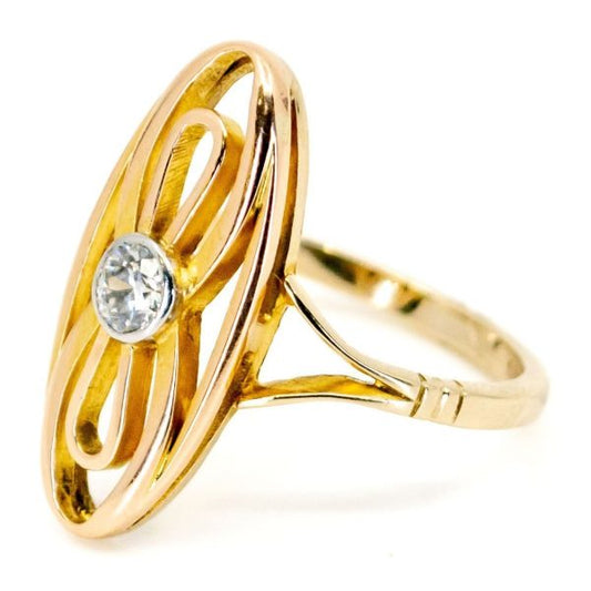 Antique Art Nouveau Old Mine Cut Diamond Ring