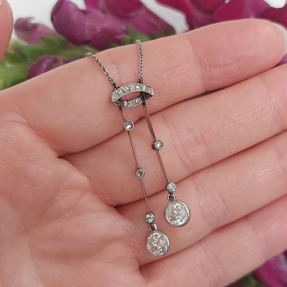 Antique Belle Epoque Diamond Negligee Necklace