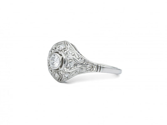 Antique Belle Epoque Diamond Platinum Ring