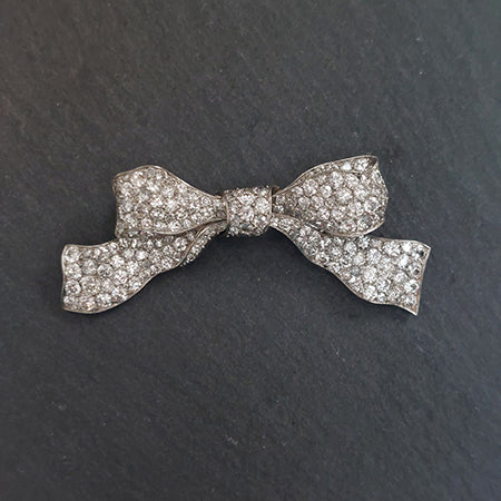 Antique Diamond Bow Brooch