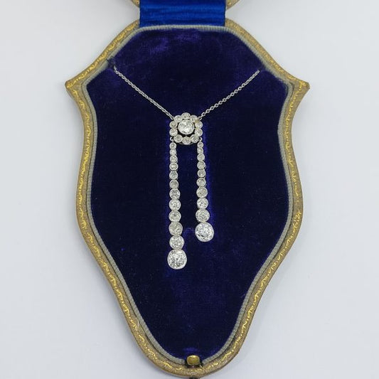 Antique Edwardian 2.40ct Diamond Negligee Pendant Necklace