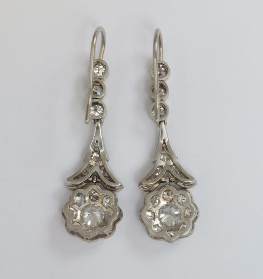 Antique Edwardian 2ct Diamond Drop Earrings