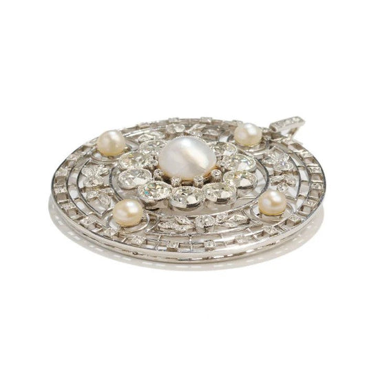 Edwardian Antique 5.90ct Diamond and Pearl Pendant