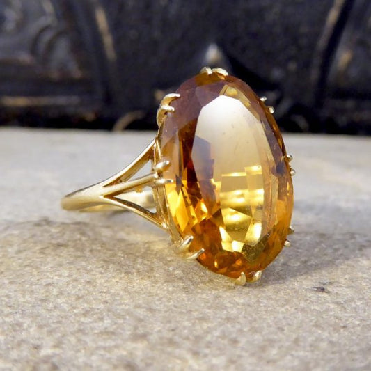 Antique Edwardian Citrine 18ct Gold Ring