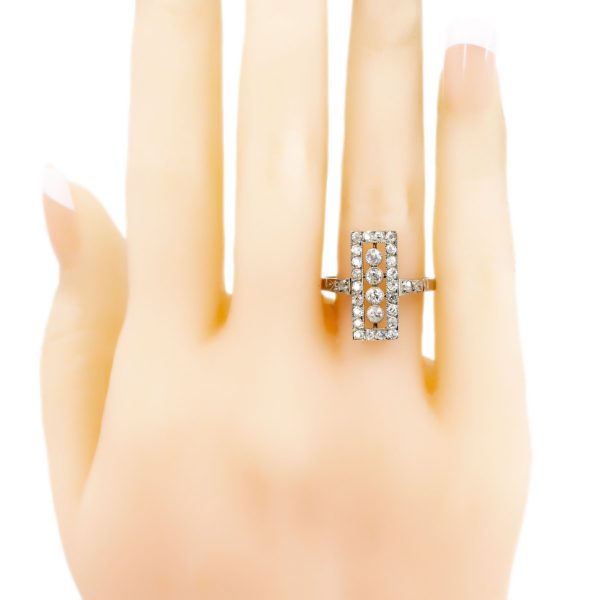Vintage Art Deco Style Platinum Old Mine-Cut Diamond Ring
