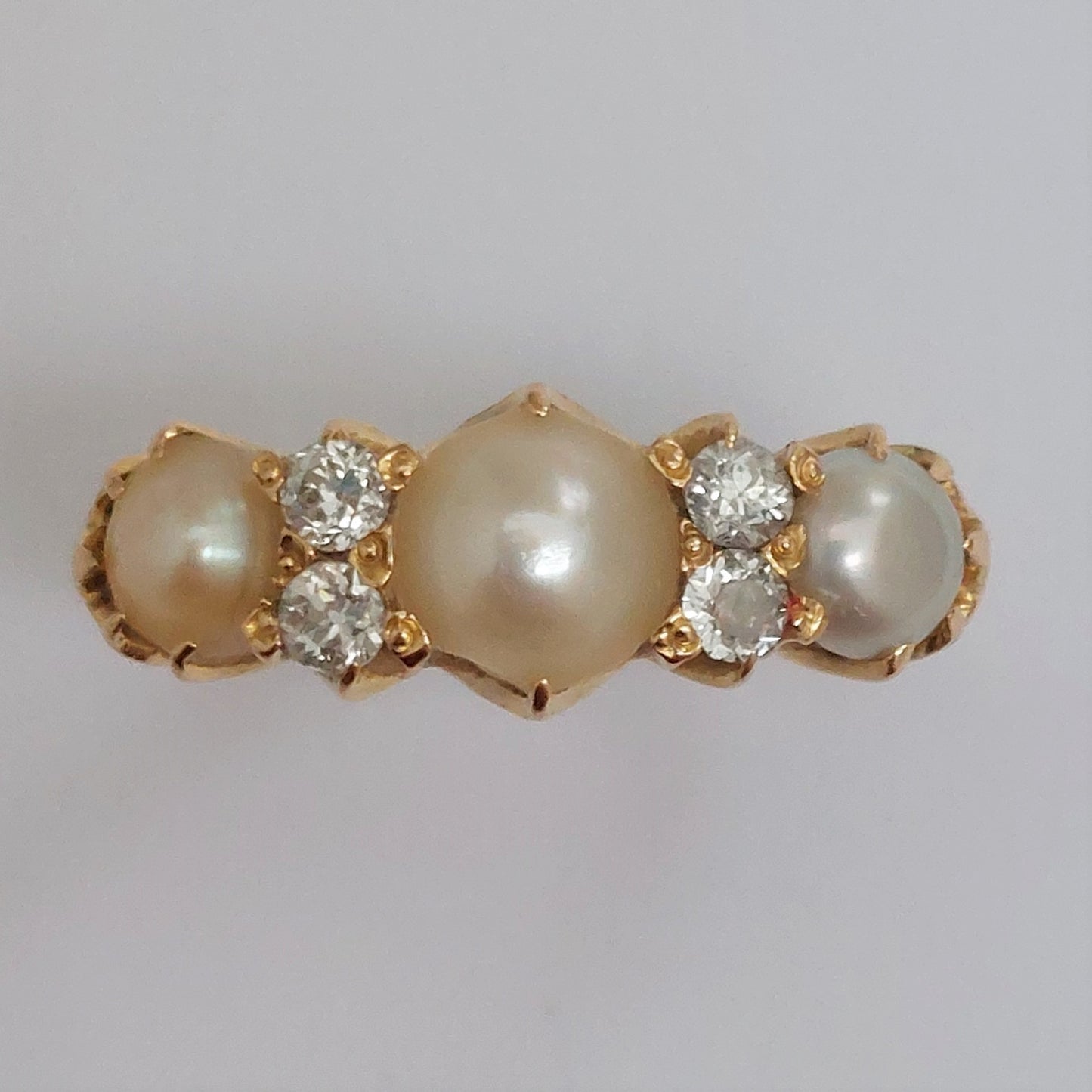 Antique Edwardian Natural Pearl and Diamond Ring