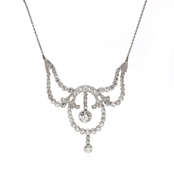 Antique Edwardian Old Cut Diamond Swag Necklace