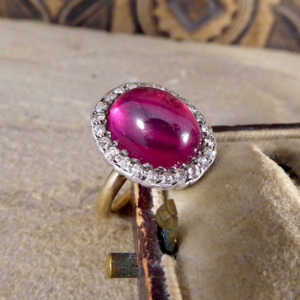 Antique Edwardian Synthetic Ruby and Diamond Cluster Ring