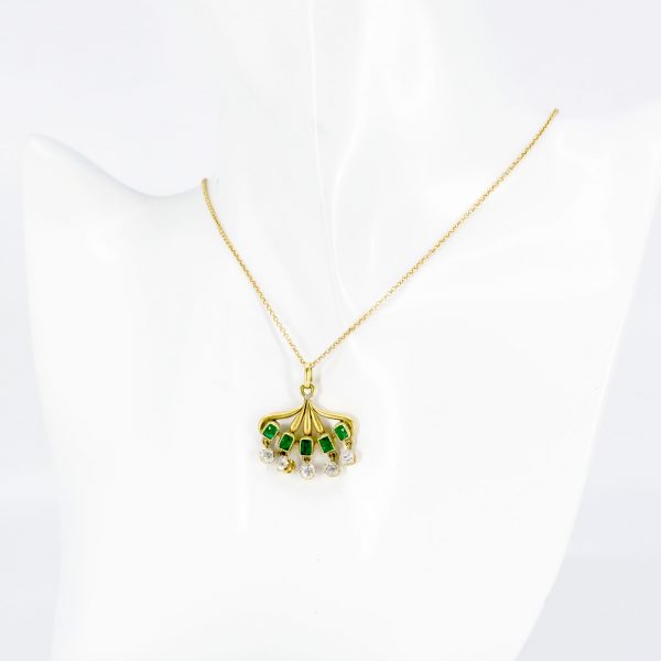Antique Emerald And Old Cut Diamond Pendant