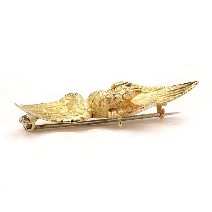Antique French Gold Eagle Brooch