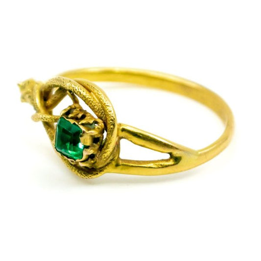 Antique Georgian Emerald Set Snake Gold Ring