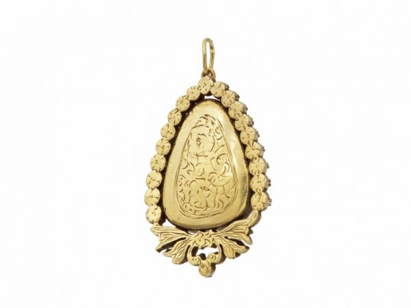 Antique Georgian Rose Cut Diamond Blue Enamel Pendant