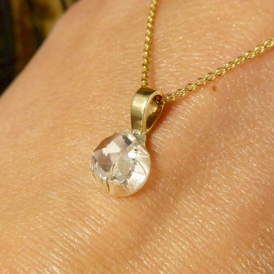Antique Late Georgian Rose Cut Diamond Pendant on 18ct Gold Chain
