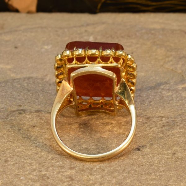 Antique Late Victorian Hard Stone Cameo and Diamond Ring