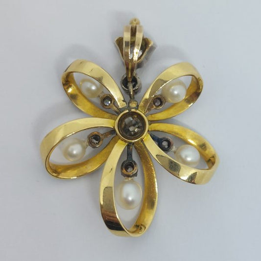 Antique Late Victorian Old Cut Diamond Enamel Pendant