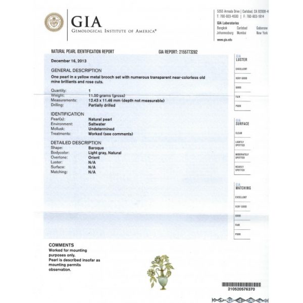 Antique Pearl Diamond Gold Jardiniere Brooch