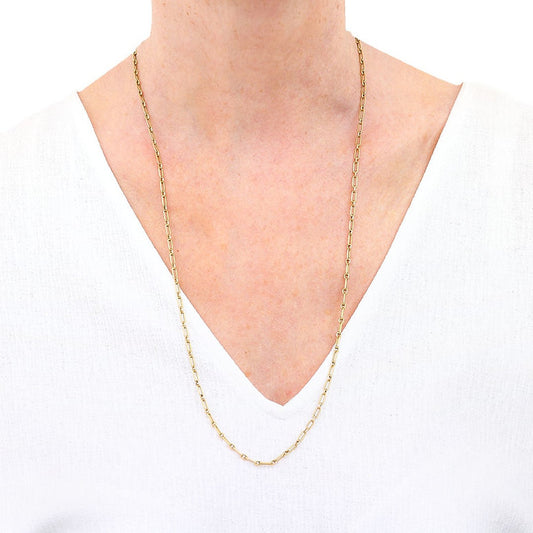 Antique Victorian 15ct Yellow Gold Trombone Link Guard Chain Necklace