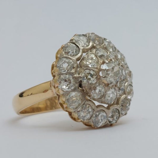 Antique Victorian 2.30ct Old Mine Cut Diamond Cluster Ring