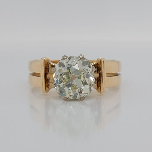 Antique Victorian 2.67ct Old Mine Cut Solitaire Ring