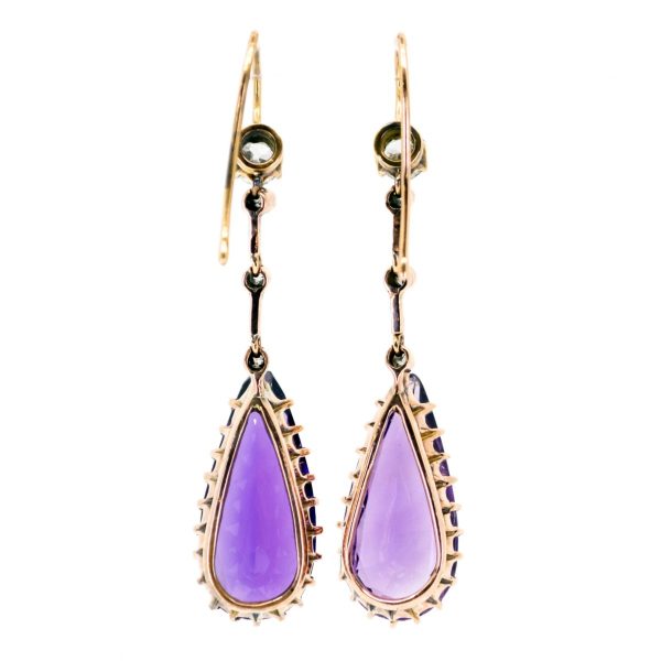 Antique Victorian Amethyst Diamond Drop Earrings