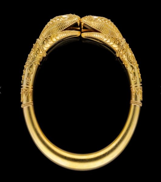 Antique Victorian Double Snake Gold Bangle Bracelet