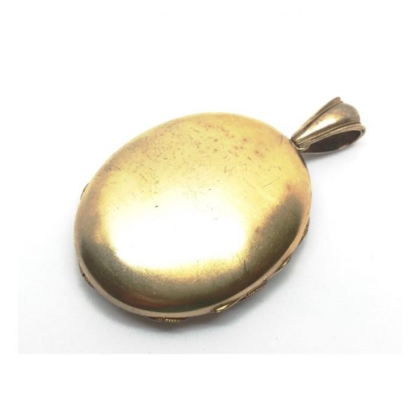 Antique Victorian Gold Locket, with Bird & Plants