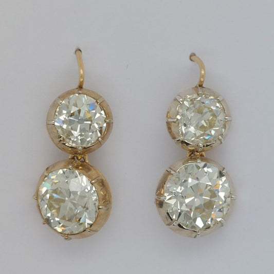 Antique Victorian Old Cut Diamond Drop Earrings, 12.50cts