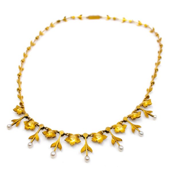 Antique Victorian Pearl and Gold Necklace BB5
