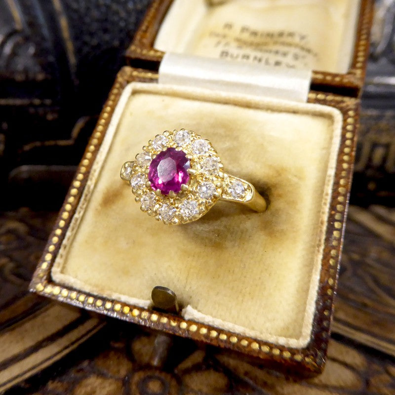 Antique Victorian Ruby and Diamond Cluster Ring