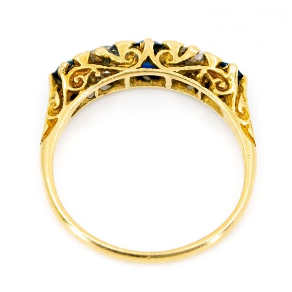 Antique Victorian Sapphire Diamond Five Stone Ring