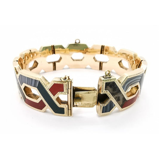 Antique Victorian Scottish Agate Gold Bracelet