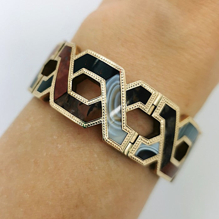 Antique Victorian Scottish Agate Gold Bracelet