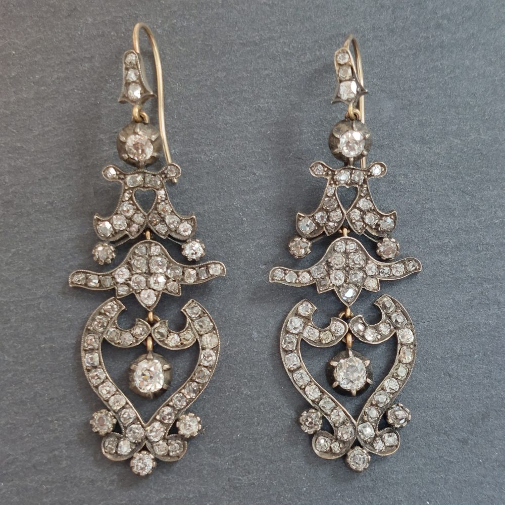 Antique Victorian Style Diamond Drop Earrings
