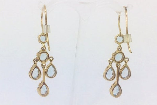 Aquamarine Chandelier Gold Drop Earrings