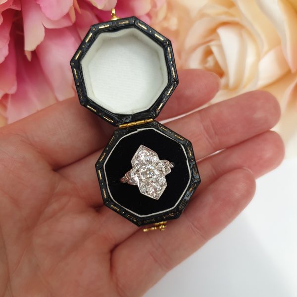 Art Deco Antique 1.35ct Old Mine Cut Diamond Ring